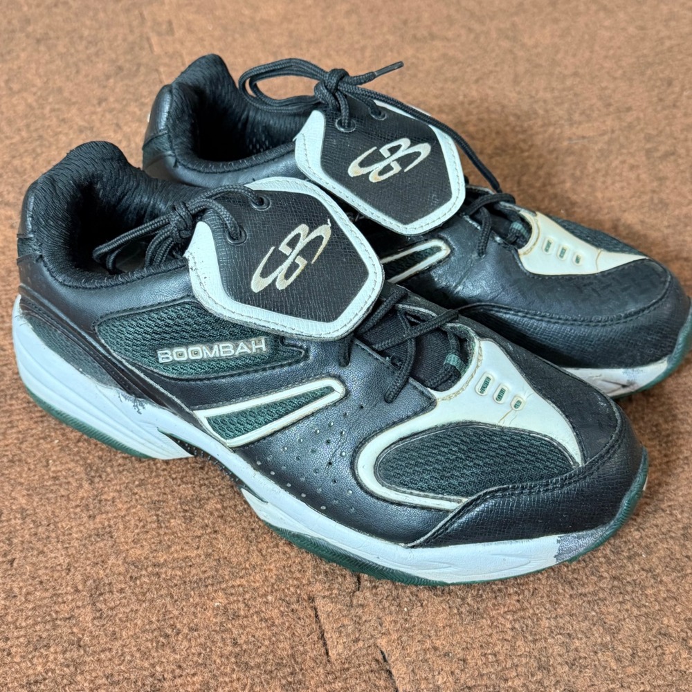Boombah Turf Shoes Mens 8 Black White Green Baseball Softball Cleats Low Top B+